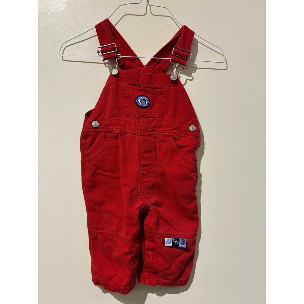 Carters 2000s Baby Boy Red Little All Star Quarterback Cotton Overalls 9M